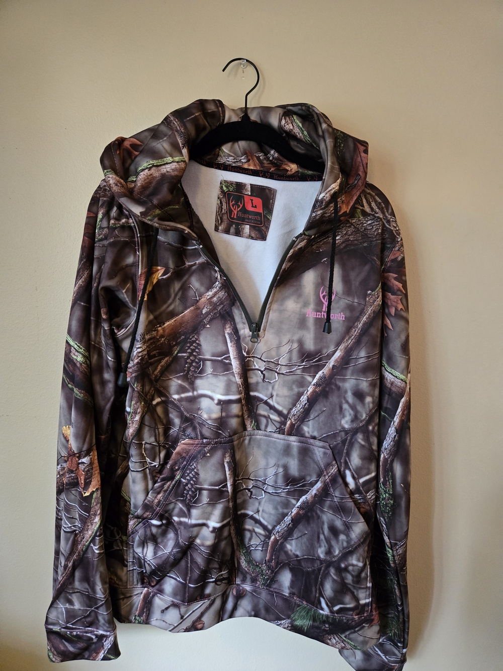 Huntworth Women's Camo Half-Zip Hoodie - Brown/Green